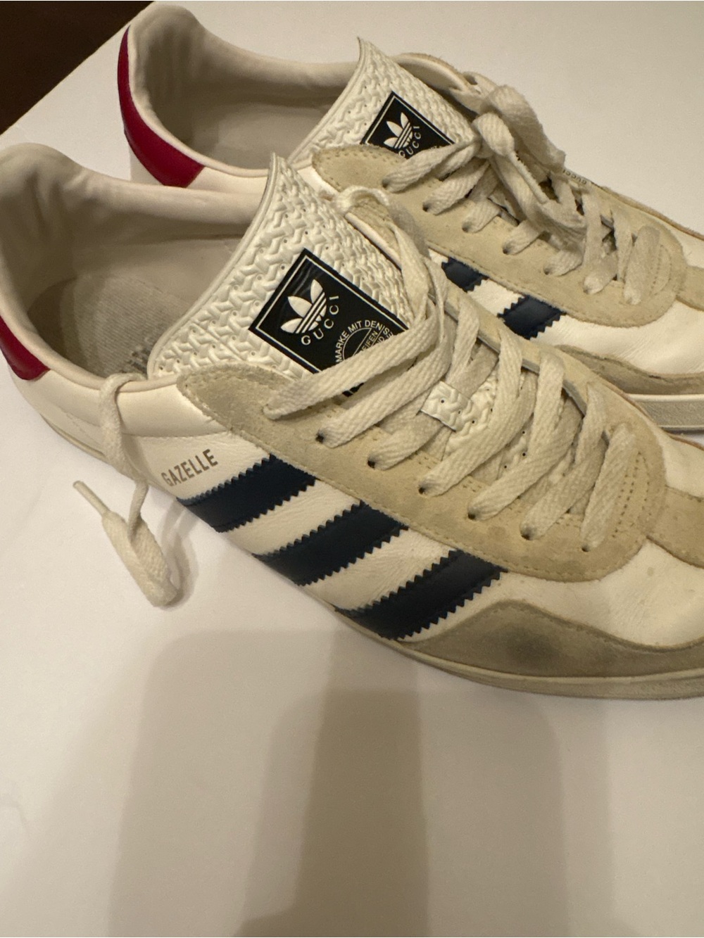 Gucci Adidas Men's Low-Top Sneakers in Off-White and Black
